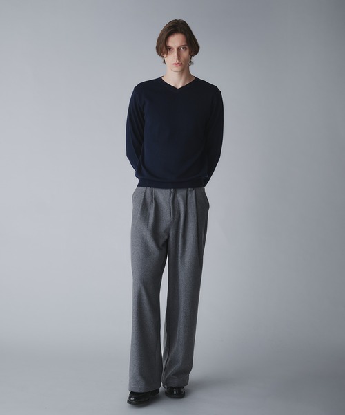 vintage slacks ワイド　スラックス　グレー 2tuck wide straight slacks/ツータックワイドストレートスラックス