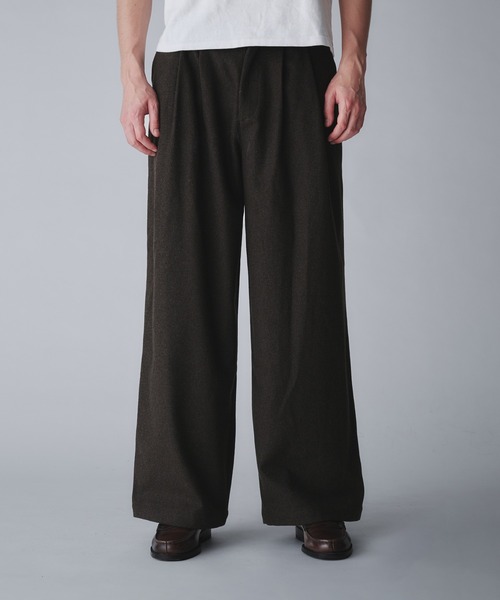 2tuck wide straight slacks/ツータックワイドストレートスラックス