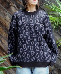 BILLABONG | BILLABONG レディース LEOPARD JQ CREW SWEA セーター 【2025年秋冬モデル】 @autumn/ビラボンバックロゴプリントヒョウ柄ジャガードクルーニットセーター(ニット/セーター)