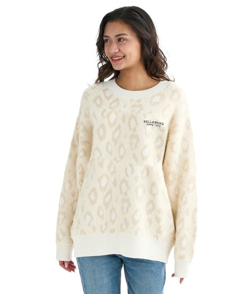 BILLABONG(ビラボン)の「BILLABONG レディース LEOPARD JQ CREW SWEA セーター 【2025年秋冬モデル】 @autumn/ビラボンバックロゴプリントヒョウ柄ジャガードクルーニットセーター(ニット/セーター・レディース・ブラック/ブラウン系その他/アイボリー・MEDIUM)」の4枚目の写真