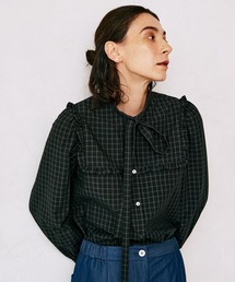 LA MARINE FRANCAISE | チェックフリルボウタイリボンブラウス(シャツ/ブラウス)