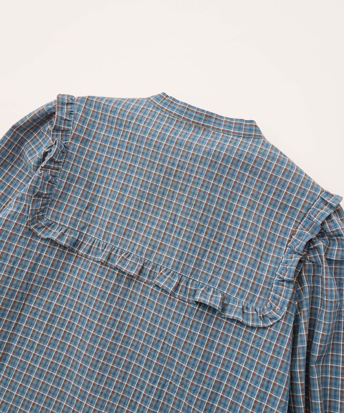 LA MARINE FRANCAISE（マリン フランセーズ）の「チェックフリルボウタイリボンブラウス（シャツ/ブラウス・レディース・ブラウン/ブルー・FREE）」の8枚目の写真