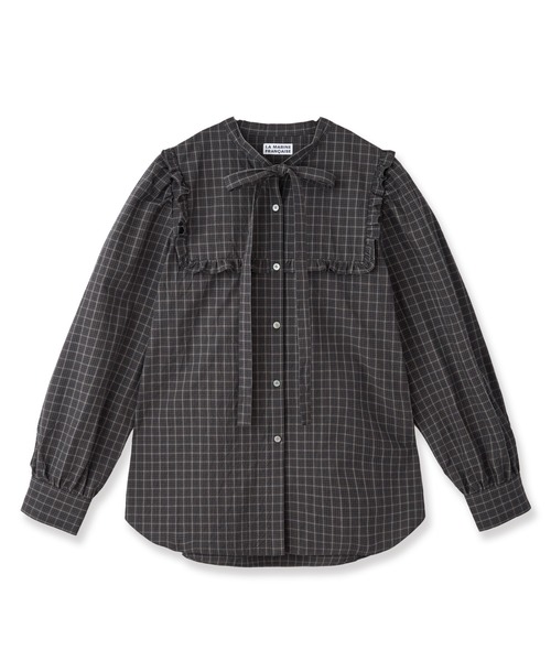 LA MARINE FRANCAISE（マリン フランセーズ）の「チェックフリルボウタイリボンブラウス（シャツ/ブラウス・レディース・ブラウン/ブルー・FREE）」の5枚目の写真