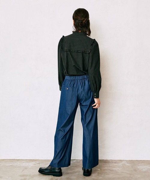 LA MARINE FRANCAISE（マリン フランセーズ）の「チェックフリルボウタイリボンブラウス（シャツ/ブラウス・レディース・ブラウン/ブルー・FREE）」の4枚目の写真