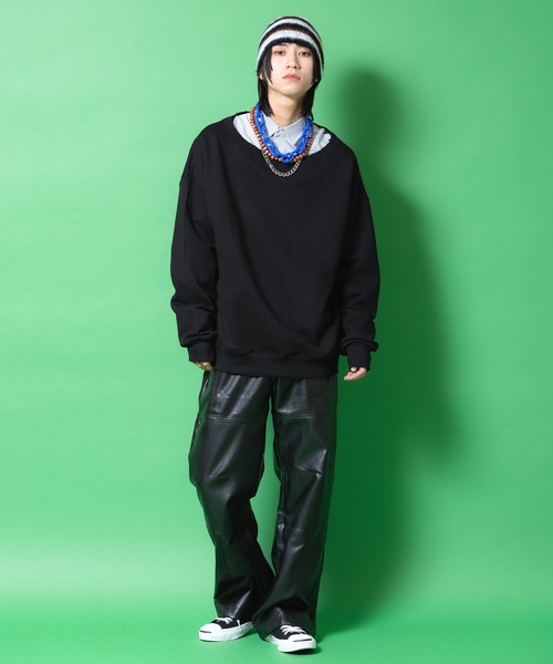 a.p.o.v. オフショルダーダメージスウェットオーバーサイズトレーナー