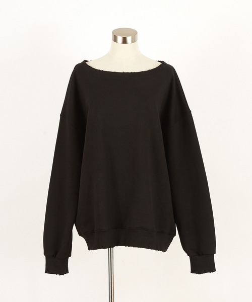 a.p.o.v. オフショルダーダメージスウェットオーバーサイズトレーナー