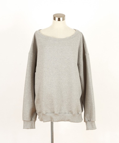 a.p.o.v. オフショルダーダメージスウェットオーバーサイズトレーナー