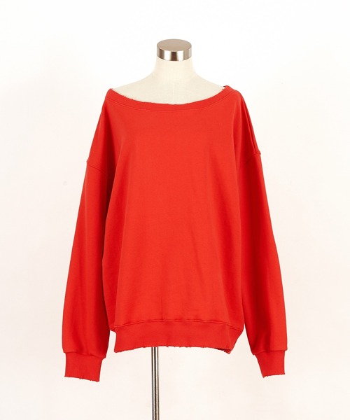 a.p.o.v. オフショルダーダメージスウェットオーバーサイズトレーナー