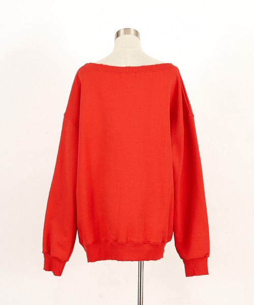 a.p.o.v. オフショルダーダメージスウェットオーバーサイズトレーナー