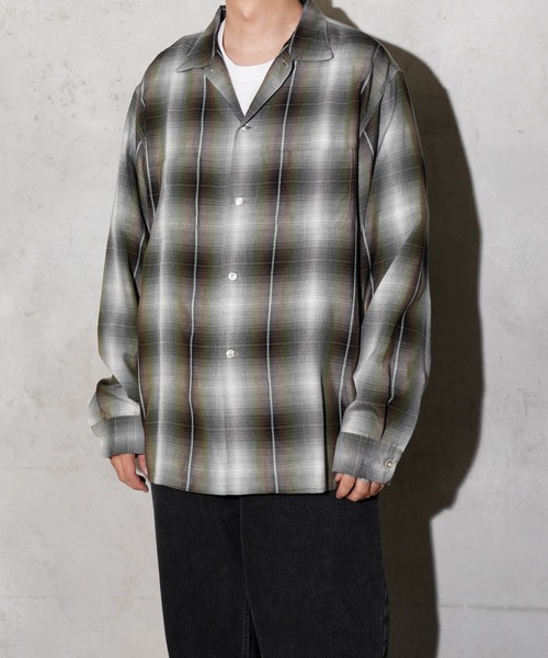 TOWNCRAFT / タウンクラフト 60S OMBRE OPEN COLLAR SHIRT MADE IN