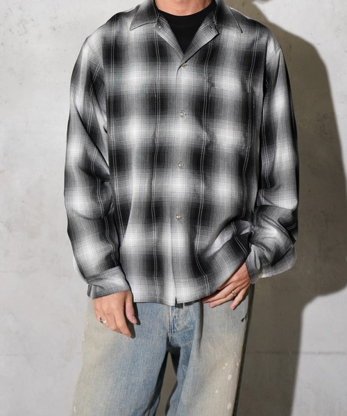 TOWNCRAFT / タウンクラフト 60S OMBRE OPEN COLLAR SHIRT MADE IN