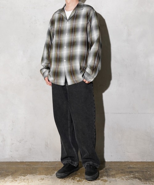 TOWNCRAFT / タウンクラフト 60S OMBRE OPEN COLLAR SHIRT MADE IN