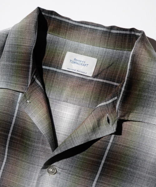 Towncraft 60s復刻　オンブレチェック　オープンカラーシャツ　ベージュ Towncraft 60s復刻 オンブレチェック オープンカラーシャツ ベージュ