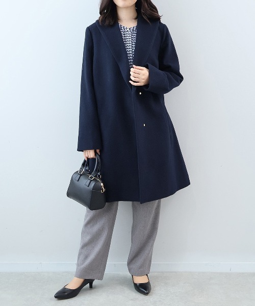 新品 DENIMIST ウール ジャケット コート L セール】【L～5L 大きいサイズ】ウールビーバーショールカラーコート