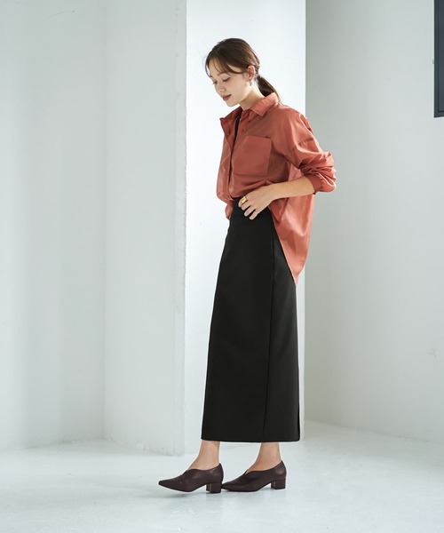 STYLE DELI（スタイルデリ）の「ストレッチジョーゼットストレートスカート（スカート・レディース・ブラック・FREE）」の3枚目の写真