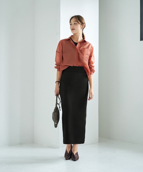 STYLE DELI（スタイルデリ）の「ストレッチジョーゼットストレートスカート（スカート・レディース・ブラック・FREE）」の9枚目の写真