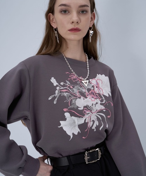 HARE(ハレ)の「Flowerシシュウスウェット(HARE)(スウェット・レディース・ブラック/ホワイト/レッド/グレー/ブラック系その他/グレー系その他・FREE)」の5枚目の写真