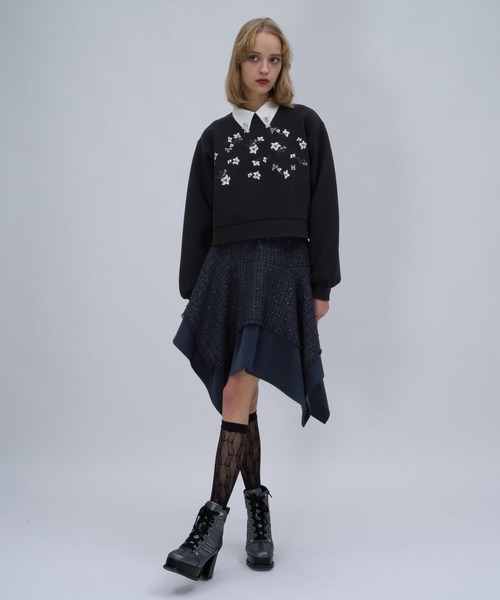 HARE(ハレ)の「Flowerシシュウスウェット(HARE)(スウェット・レディース・ブラック/ホワイト/レッド/グレー/ブラック系その他/グレー系その他・FREE)」の8枚目の写真