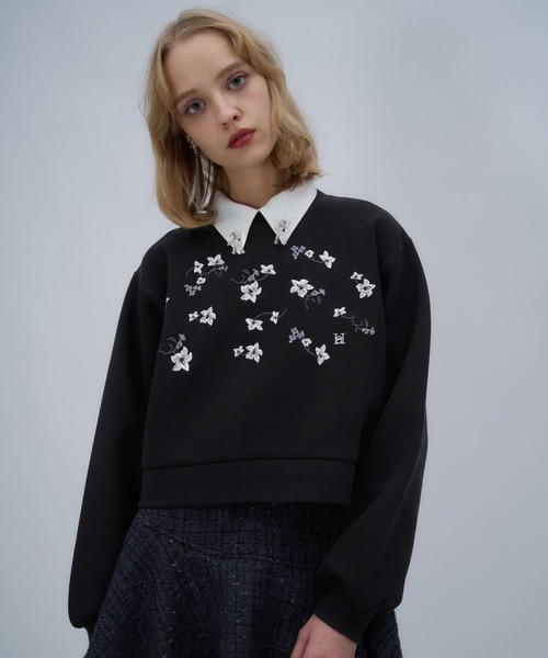 HARE(ハレ)の「Flowerシシュウスウェット(HARE)(スウェット・レディース・ブラック/ホワイト/レッド/グレー/ブラック系その他/グレー系その他・FREE)」の12枚目の写真