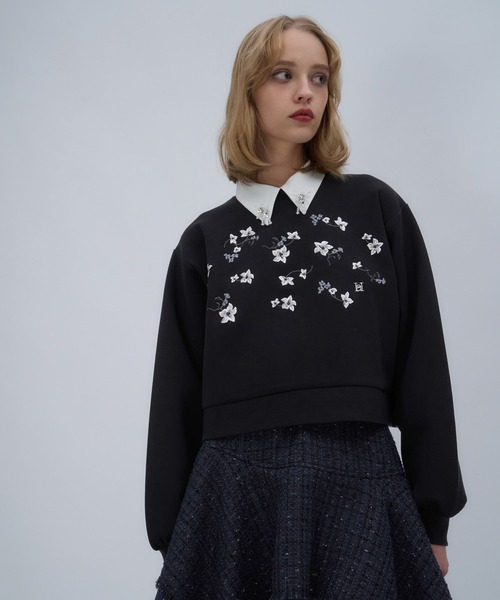 HARE(ハレ)の「Flowerシシュウスウェット(HARE)(スウェット・レディース・ブラック/ホワイト/レッド/グレー/ブラック系その他/グレー系その他・FREE)」の15枚目の写真