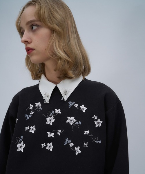HARE(ハレ)の「Flowerシシュウスウェット(HARE)(スウェット・レディース・ブラック/ホワイト/レッド/グレー/ブラック系その他/グレー系その他・FREE)」の18枚目の写真