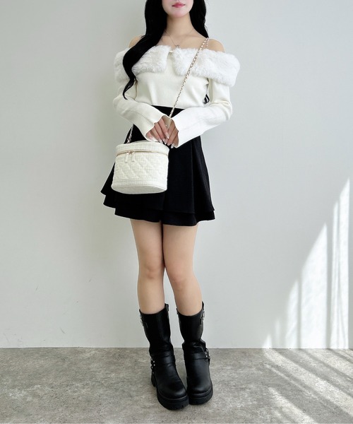 INGNI（イング）の「2Wayエコファーオフショルニット（ニット/セーター・レディース・ブラック/アイボリー/ブラウン/グレー・M）」の17枚目の写真