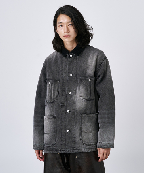 B.C STOCK(ベーセーストック)の「14oz フェード加工デニムカバーオール(カバーオール・メンズ・ブラック/ネイビー・MEDIUM/LARGE)」の2枚目の写真