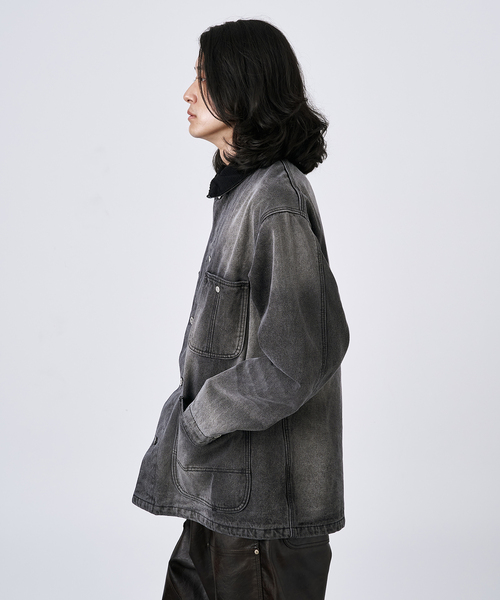 B.C STOCK(ベーセーストック)の「14oz フェード加工デニムカバーオール(カバーオール・メンズ・ブラック/ネイビー・MEDIUM/LARGE)」の5枚目の写真