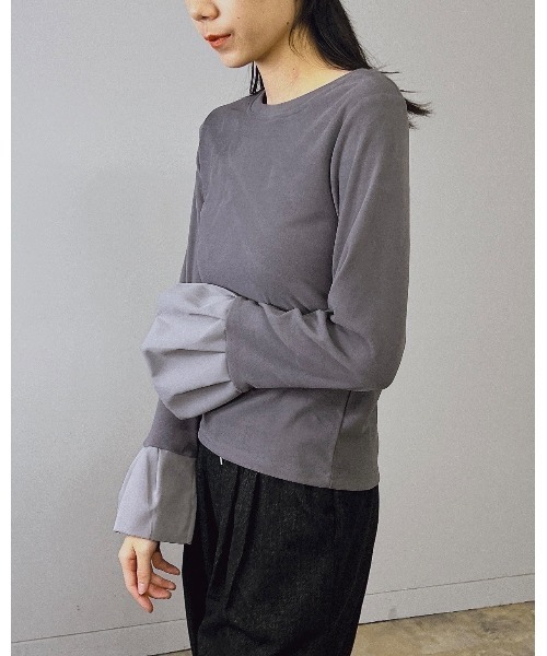 Doumoi（ドゥモエ）の「ベルスリーブデザイン　プルオーバー（Tシャツ/カットソー・レディース・アイボリー/ブラック/グレー・FREE）」の18枚目の写真