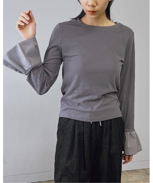 Doumoi（ドゥモエ）の「ベルスリーブデザイン　プルオーバー（Tシャツ/カットソー・レディース・アイボリー/ブラック/グレー・FREE）」の16枚目の写真