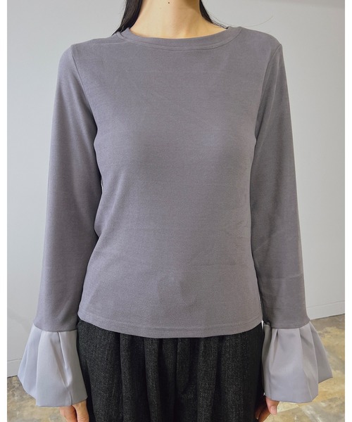 Doumoi（ドゥモエ）の「ベルスリーブデザイン　プルオーバー（Tシャツ/カットソー・レディース・アイボリー/ブラック/グレー・FREE）」の21枚目の写真