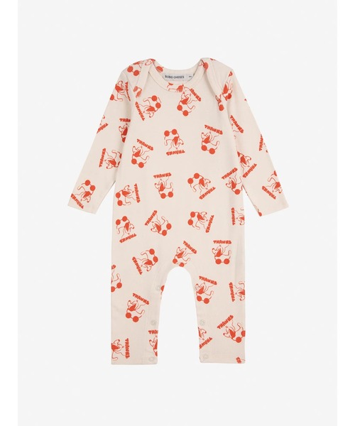 BOBO CHOSES(ボボショーズ)の「Rolling Dog all over overall(ロンパース・キッズ・オフホワイト・12MONTH/9MONTH/6MONTH/24MONTH/18MONTH/3MONTH)」の1枚目の写真