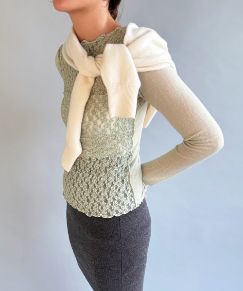 EDIT. FOR LULU（エディットフォールル）の「【BASERANGE/ベースレンジ】MAIN KENRU LONG SLEEVE TEE（Tシャツ/カットソー・レディース・グリーン・SMALL）」の2枚目の写真