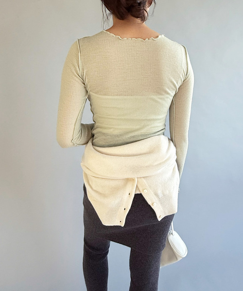 EDIT. FOR LULU（エディットフォールル）の「【BASERANGE/ベースレンジ】MAIN KENRU LONG SLEEVE TEE（Tシャツ/カットソー・レディース・グリーン・SMALL）」の4枚目の写真