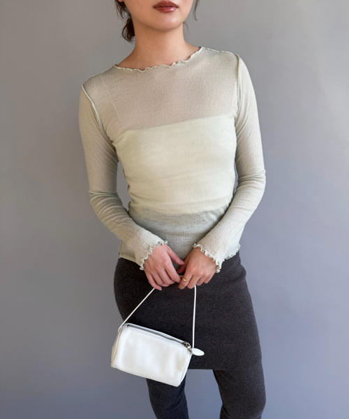 EDIT. FOR LULU（エディットフォールル）の「【BASERANGE/ベースレンジ】MAIN KENRU LONG SLEEVE TEE（Tシャツ/カットソー・レディース・グリーン・SMALL）」の8枚目の写真