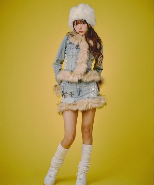 GALFY（ガルフィー）の「GALFY-ぎゃるちゃんファーデニムJKT（デニムジャケット・レディース・インディゴブルー/ブルー・FREE）」の13枚目の写真