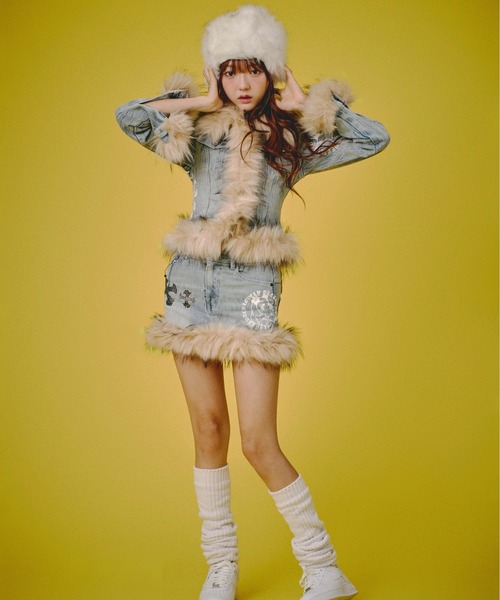 GALFY（ガルフィー）の「GALFY-ぎゃるちゃんファーデニムJKT（デニムジャケット・レディース・インディゴブルー/ブルー・FREE）」の15枚目の写真