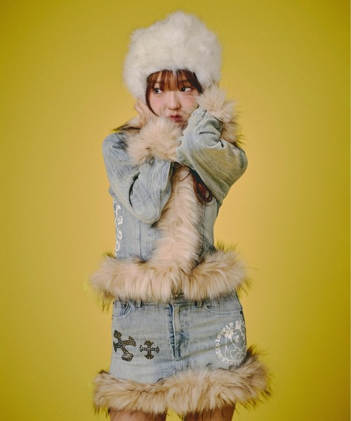 GALFY（ガルフィー）の「GALFY-ぎゃるちゃんファーデニムJKT（デニムジャケット・レディース・インディゴブルー/ブルー・FREE）」の11枚目の写真