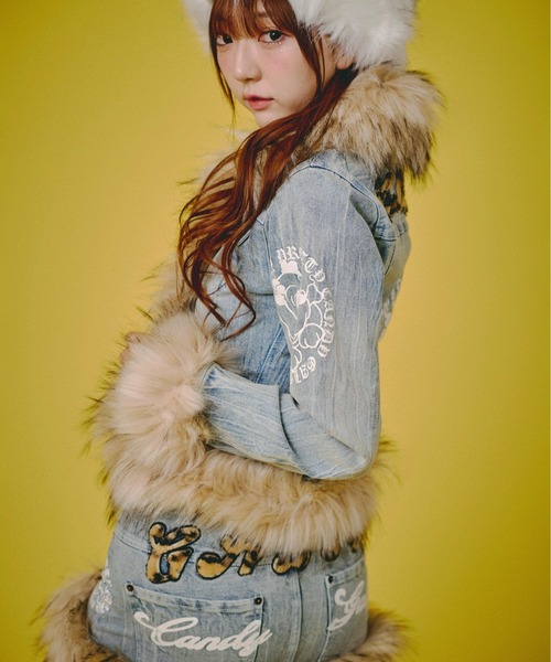 GALFY（ガルフィー）の「GALFY-ぎゃるちゃんファーデニムJKT（デニムジャケット・レディース・インディゴブルー/ブルー・FREE）」の8枚目の写真