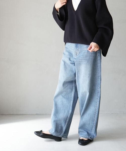 SOLAMONAT(ソラモナ)の「5Pカーブジーンズ デニム(デニムパンツ・レディース・ライトブラック/ライトブルー・M)」の9枚目の写真