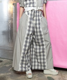 AULA AILA | 【セットアップ着用可】チェックコンビネーションワイドパンツ(その他パンツ)