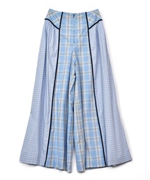 【セットアップ着用可】チェックコンビネーションワイドパンツ