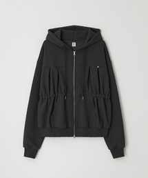 PENDANT SHIRRING HOODIE ZIP UP CHARCOAL