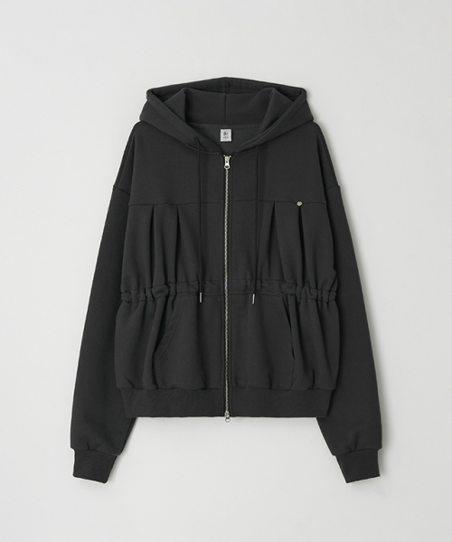 RONRON(ロンロン)の「PENDANT SHIRRING HOODIE ZIP UP CHARCOAL(パーカー・レディース・その他・FREE)」の1枚目の写真