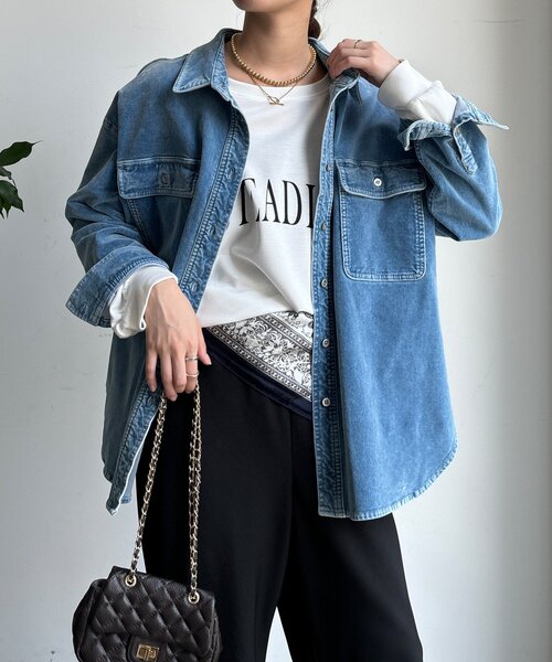 セール】別珍デニムシャツ（シャツ/ブラウス）｜DouDou（ドゥドゥ）の