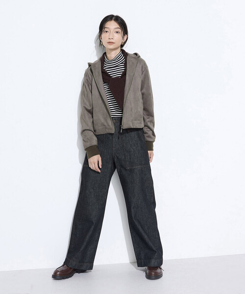 COMME CA Wardrobe（コムサワードローブ）の「ダンボールスエード調 パーカブルゾン（ブルゾン・レディース・カーキブラウン/グレイッシュベージュ/チャコール・FREE）」の22枚目の写真