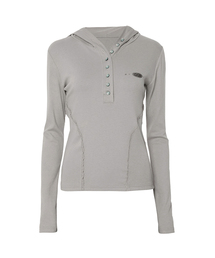 Button Up Lace Hoodie (FL-148_Gray)