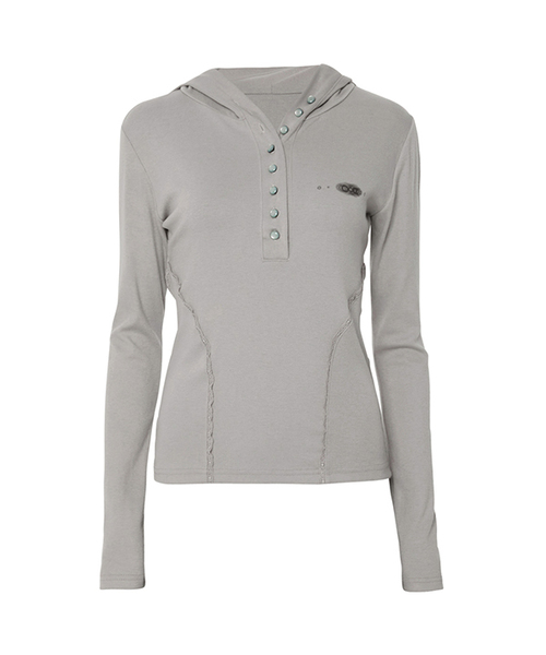 FLAREUP(フレアアップ)の「Button Up Lace Hoodie (FL-148_Gray)(パーカー・レディース・グレー・OS)」の1枚目の写真