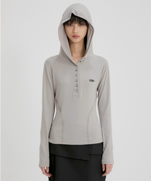 FLAREUP(フレアアップ)の「Button Up Lace Hoodie (FL-148_Gray)(パーカー・レディース・グレー・OS)」の21枚目の写真