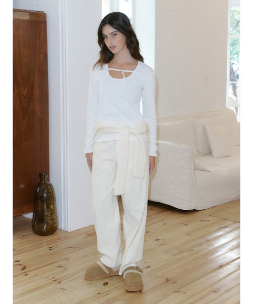 Kijun(キジュン)の「Belted U-Neck Top Ivory(Tシャツ/カットソー・レディース・その他・SMALL/MEDIUM)」の4枚目の写真